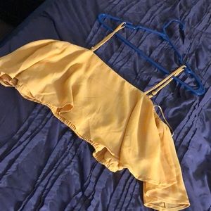 Yellow/Mustard crop top, flowy